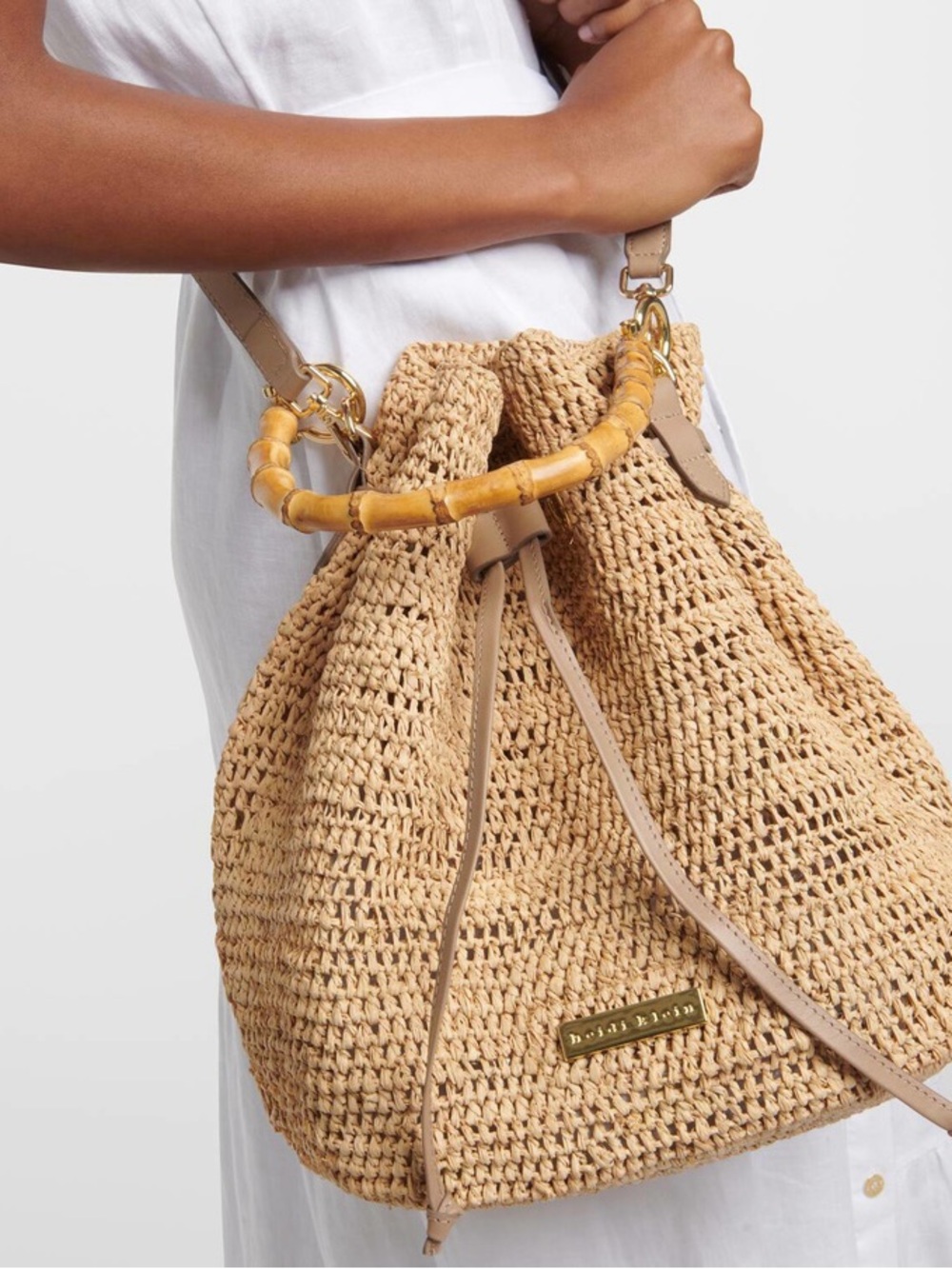 👜✨ Heidi Klein Savannah Bay Mini Bamboo Duffle Bag NWT ✨👜 - Picture 5 of 15